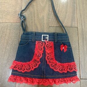 Vintage Y2K handmade denim mini skirt purse!
